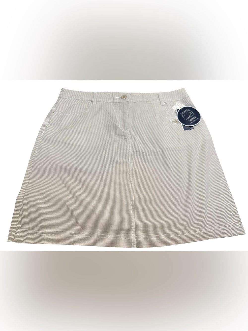 Karen Scott BNWT Pinstripe Skort Beige White Size 6